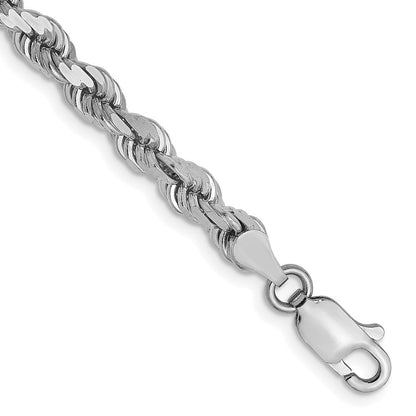 14K Weißgold 4mm Diamantiert Kordel Halskette