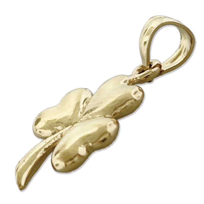 14K Gold 3D-Kleeblatt-Charm