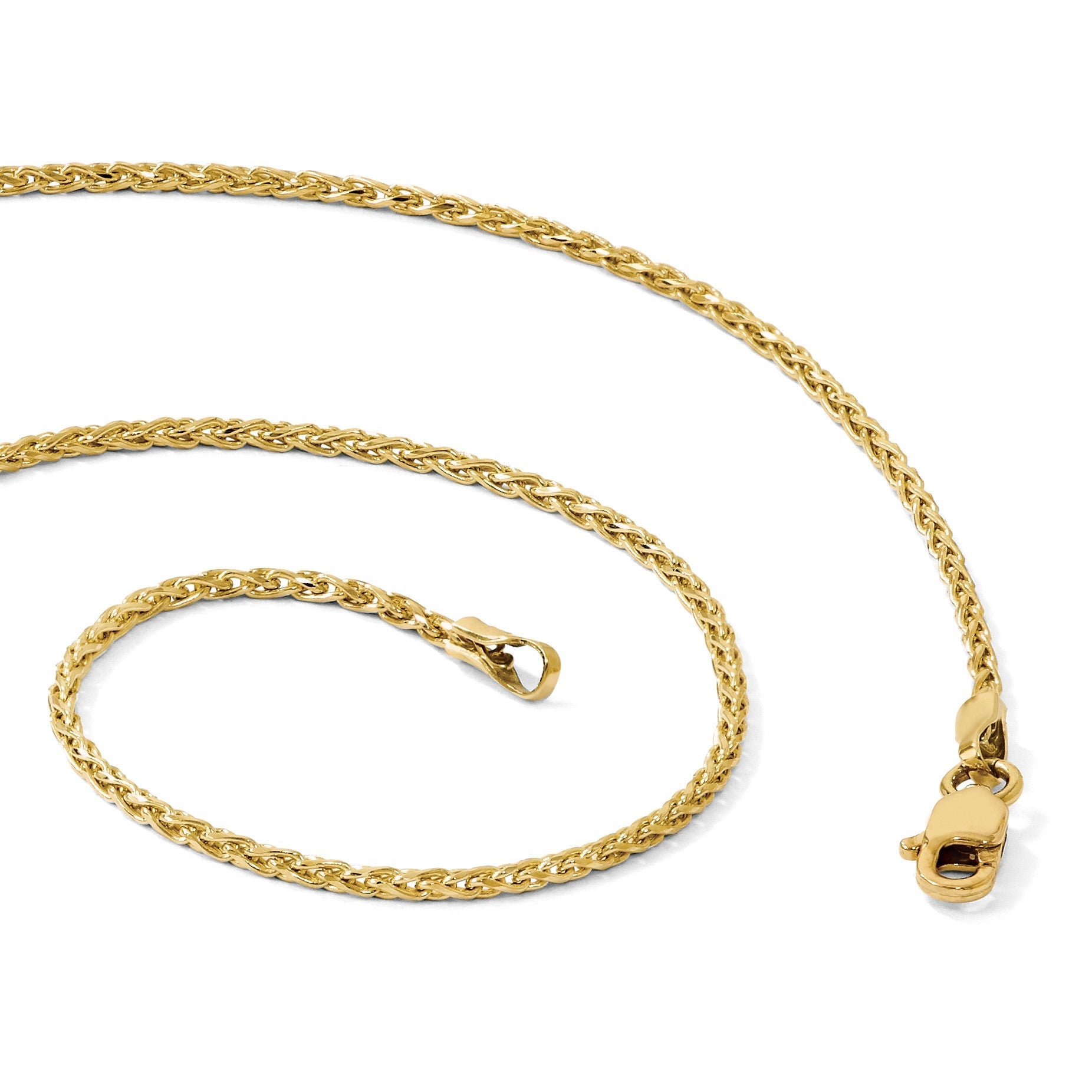 14K 1.3mm Diamantiert Weizen Halskette