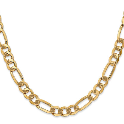14K 7mm Flach Figaro Gliederarmband
