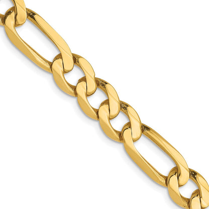 14K 7mm Flach Figaro Gliederarmband