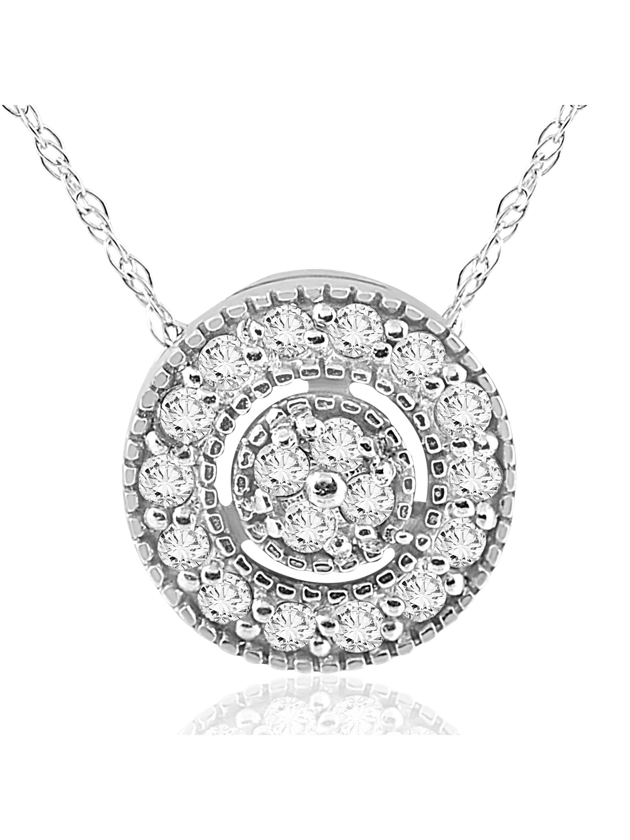 0,25 ct. Diamant-Pavé-Halo-Anhänger, 14K Weißgold, Damen-Halskette mit 18"-Kette