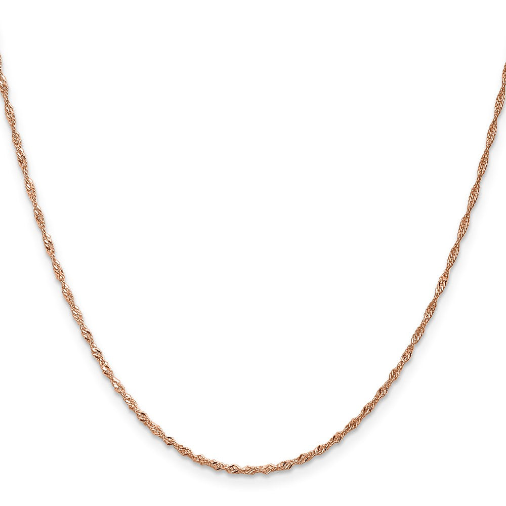 14K Roségold 1mm Singapurkette mit Karabinerverschluss Halskette