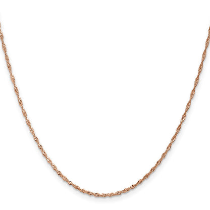 14K Roségold 1mm Singapurkette mit Karabinerverschluss Halskette