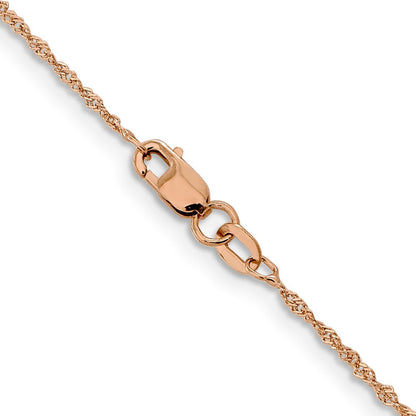 14K Roségold 1mm Singapurkette mit Karabinerverschluss Halskette