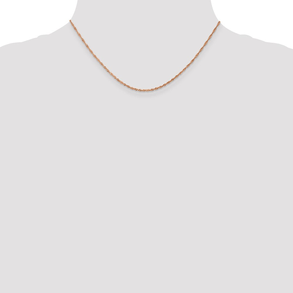 14K Roségold 1mm Singapurkette mit Karabinerverschluss Halskette