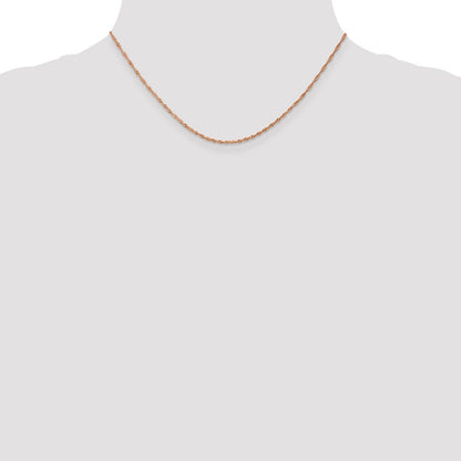 14K Roségold 1mm Singapurkette mit Karabinerverschluss Halskette