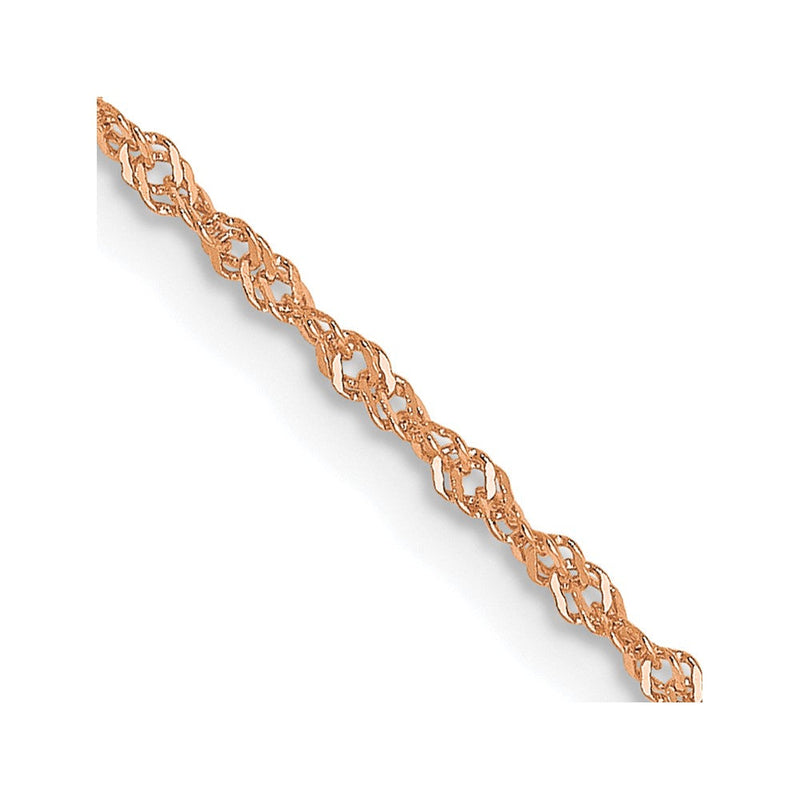 14K Roségold 1mm Singapurkette mit Karabinerverschluss Halskette