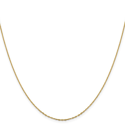 14K 1mm Diamantiert Offen Lang Glieder Ankerkette Halskette