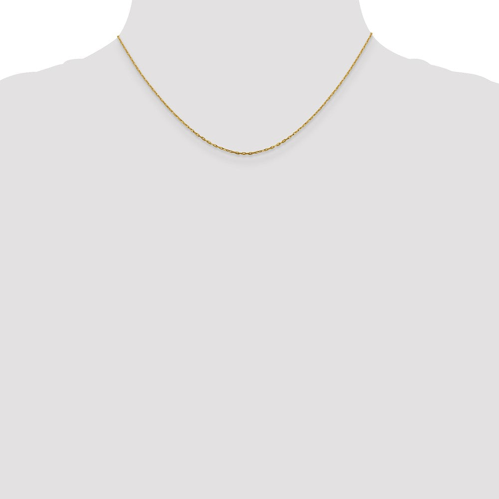 14K 1mm Diamantiert Offen Lang Glieder Ankerkette Halskette