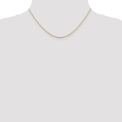 14K 1mm Diamantiert Offen Lang Glieder Ankerkette Halskette