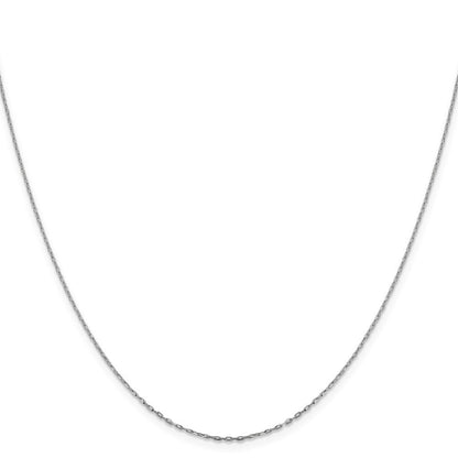 14K Weißgold 1mm Diamantiert Offen Lang Glieder Ankerkette Halskette