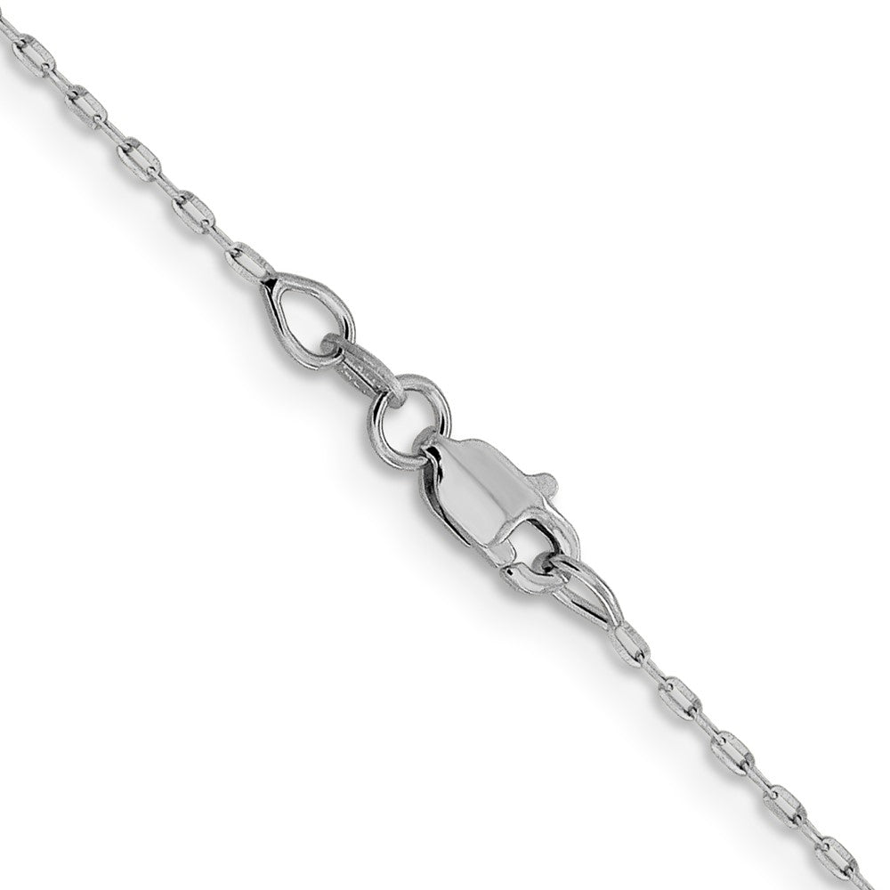 14K Weißgold 1mm Diamantiert Offen Lang Glieder Ankerkette Halskette