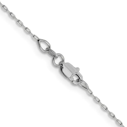 14K Weißgold 1mm Diamantiert Offen Lang Glieder Ankerkette Halskette