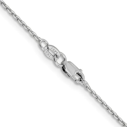 14K Weißgold 1.40mm Diamantiert Oval Glieder Halskette