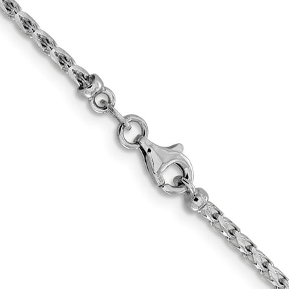 14K Weißgold 2.1mm Diamantiert Offen Franco Halskette
