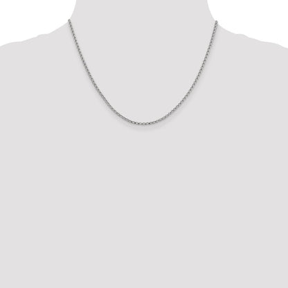 14K Weißgold 2.1mm Diamantiert Offen Franco Halskette