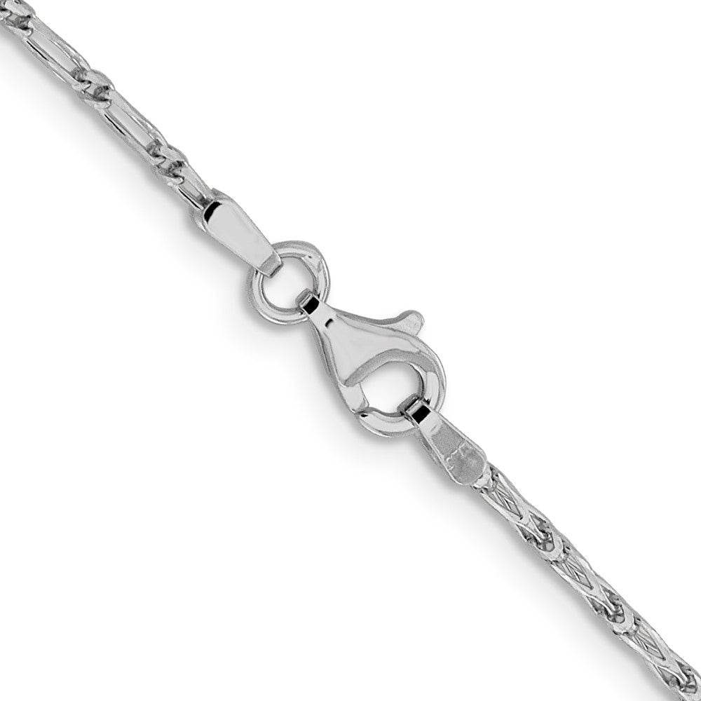 14K Weißgold 1.6mm Diamantiert Lang Glieder Franco Halskette