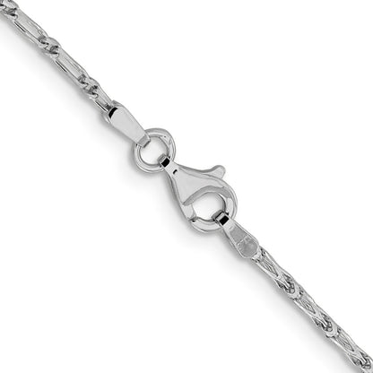 14K Weißgold 1.6mm Diamantiert Lang Glieder Franco Halskette