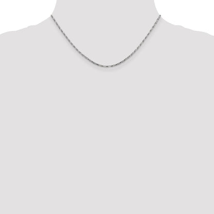 14K Weißgold 1.6mm Diamantiert Lang Glieder Franco Halskette