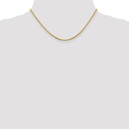 14K 1.6mm Diamantiert Lang Glieder Franco Halskette