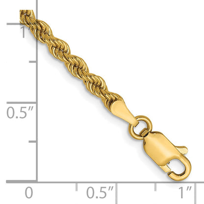 14K Gelbgold 2.25mm Massiv Normal Kordel Halskette