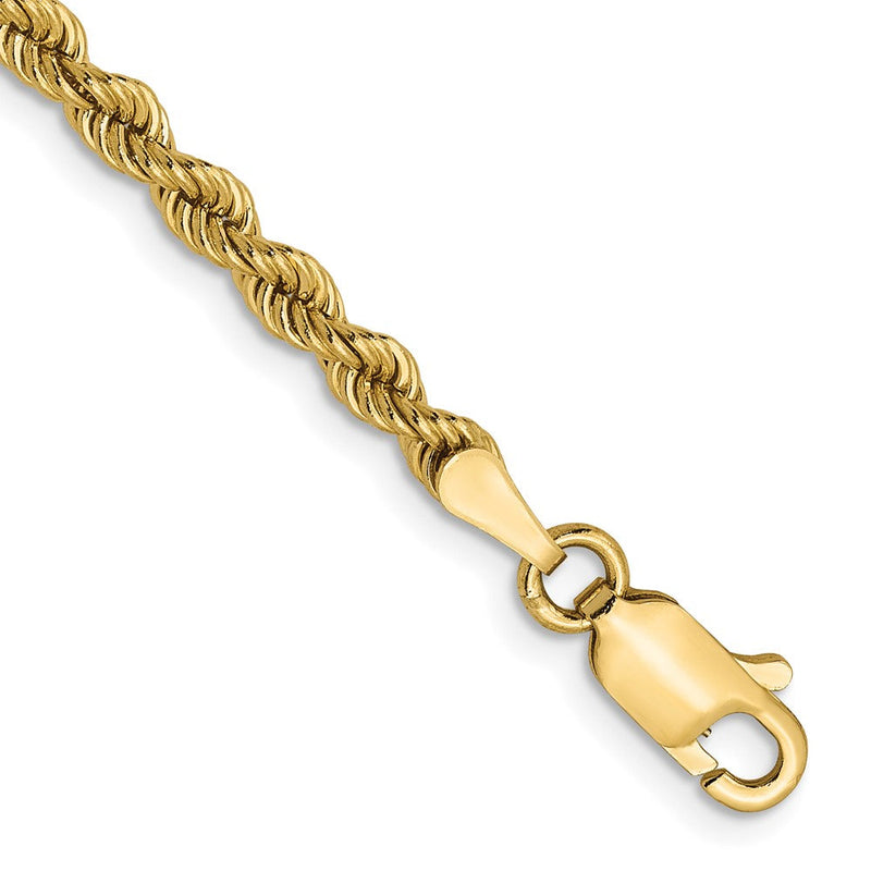7 Zoll 14K Gelbgold 2.75mm Massiv Normal Kordel Gliederarmband
