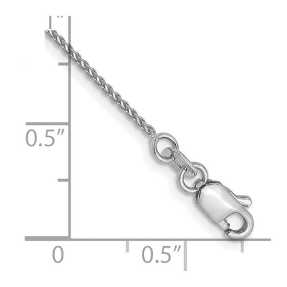 9 Zoll 14K Weißgold 1mm Diamantiert Ährenkette Kette Fußkettchen