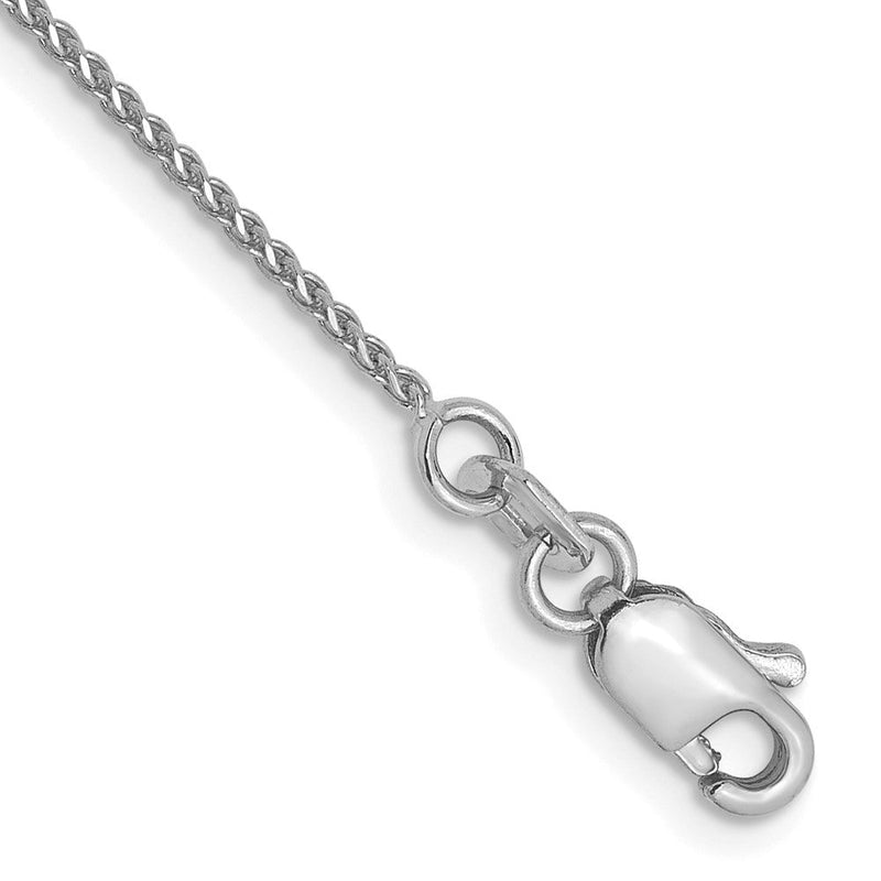 9 Zoll 14K Weißgold 1mm Diamantiert Ährenkette Kette Fußkettchen