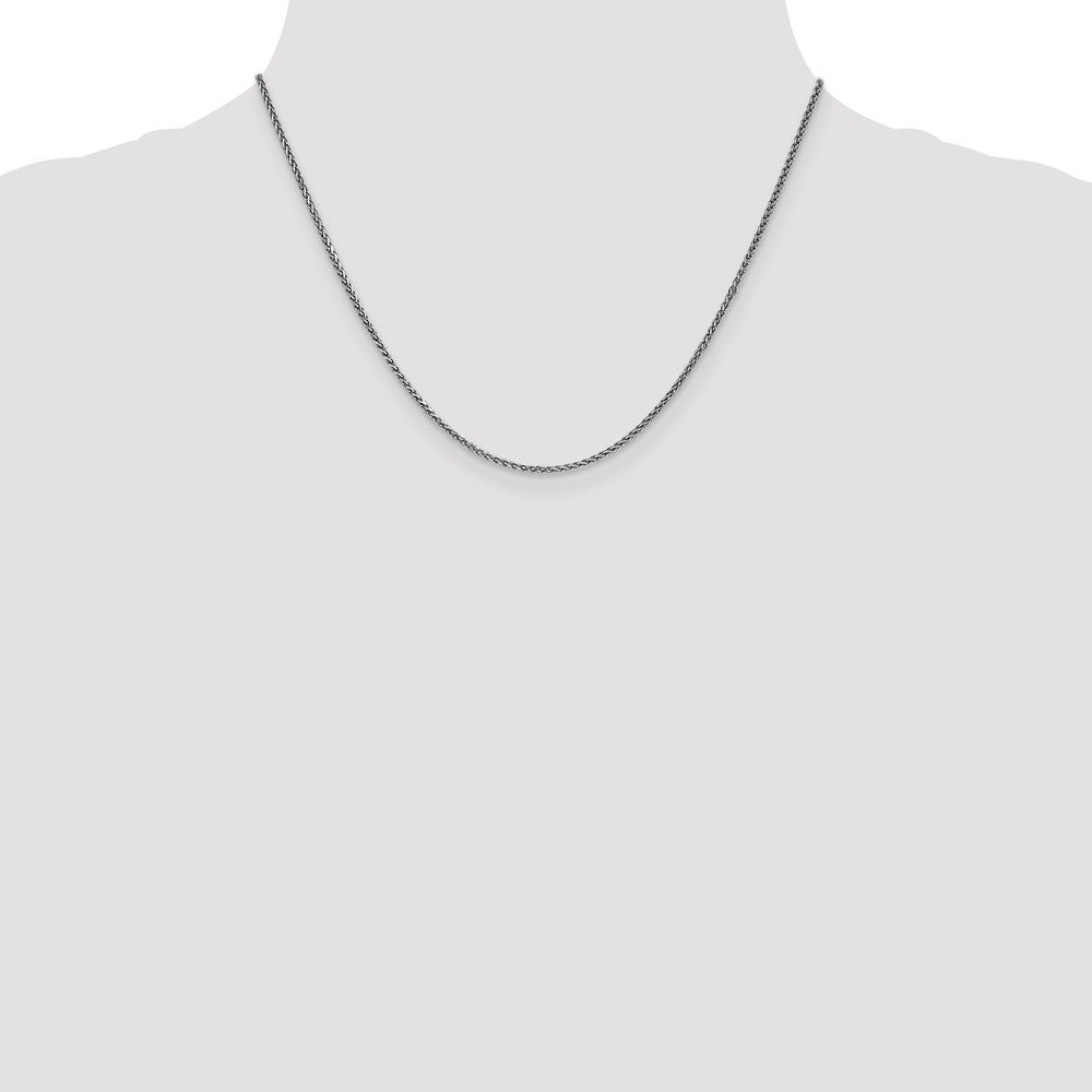 14K Weißgold 1.4mm Massiv Diamantiert Ährenkette Halskette