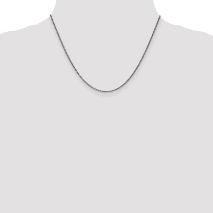 14K Weißgold 1.4mm Massiv Diamantiert Ährenkette Halskette