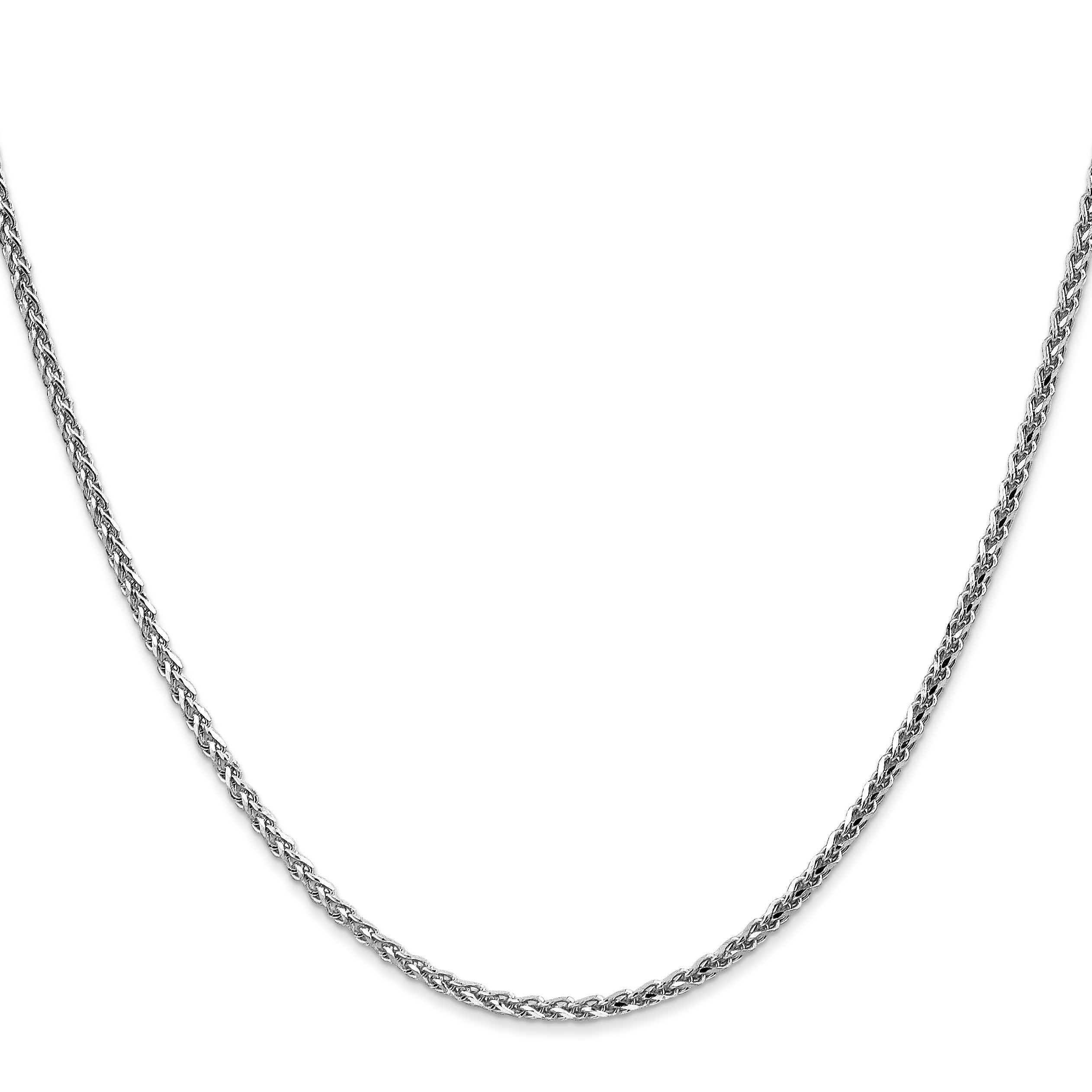 14K Weißgold 1.8mm Massiv Diamantiert Ährenkette Halskette
