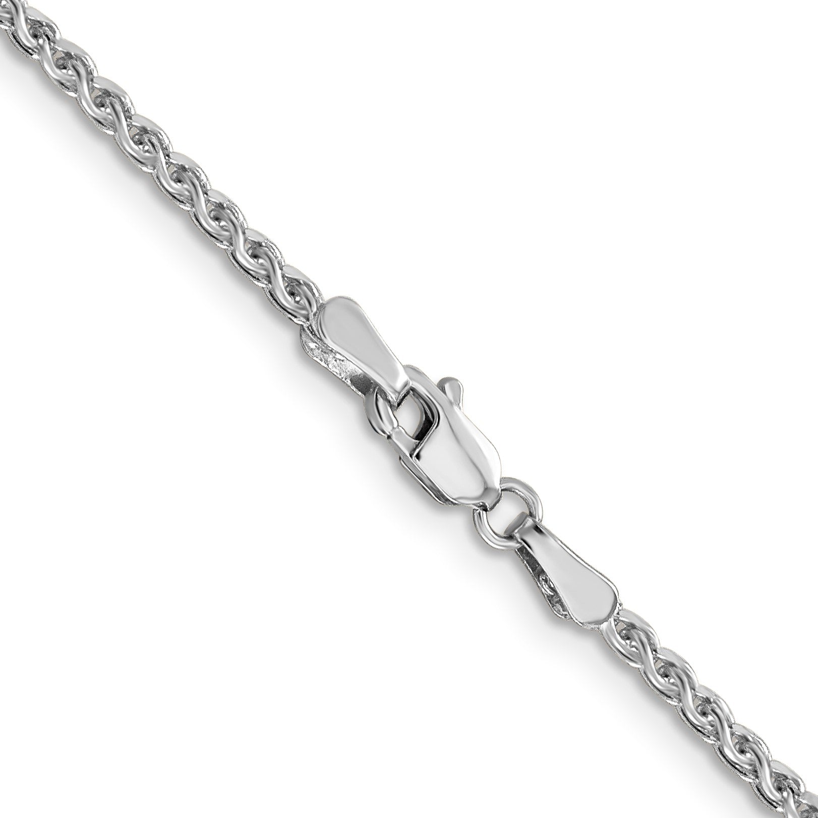 14K Weißgold 1.8mm Massiv Diamantiert Ährenkette Halskette