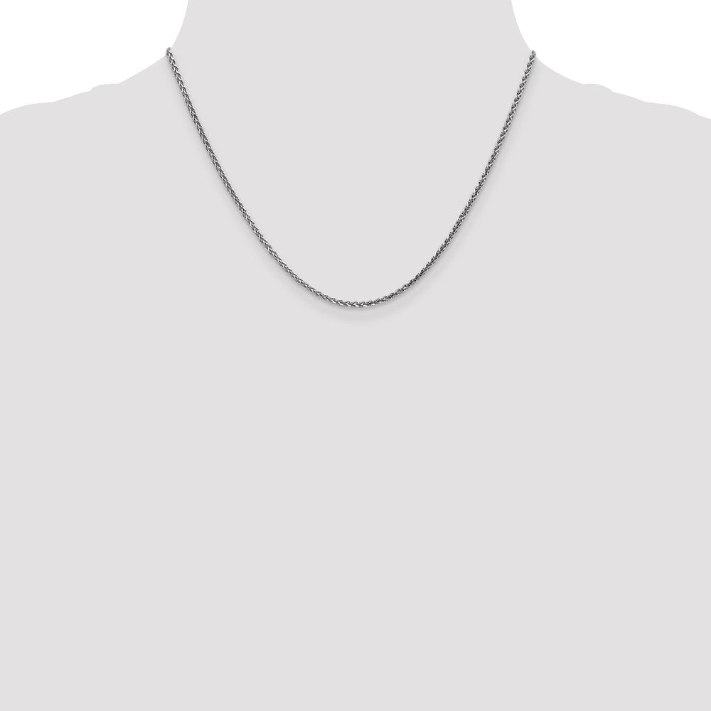 14K Weißgold 1.8mm Massiv Diamantiert Ährenkette Halskette