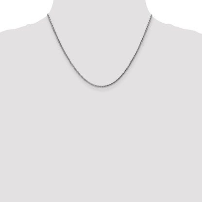14K Weißgold 1.8mm Massiv Diamantiert Ährenkette Halskette