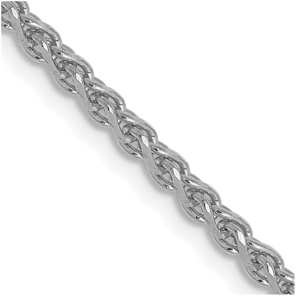 14K Weißgold 1.8mm Massiv Diamantiert Ährenkette Halskette