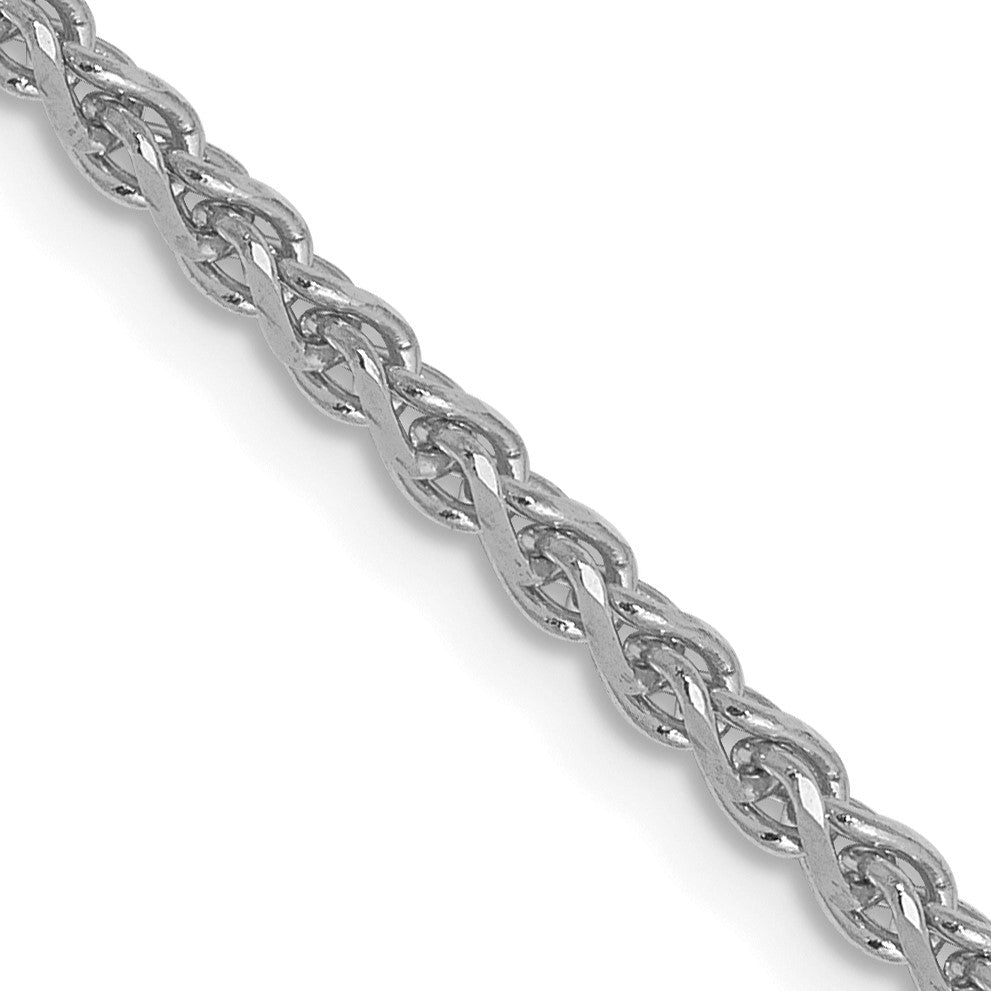 14K Weißgold 1.8mm Massiv Diamantiert Ährenkette Halskette