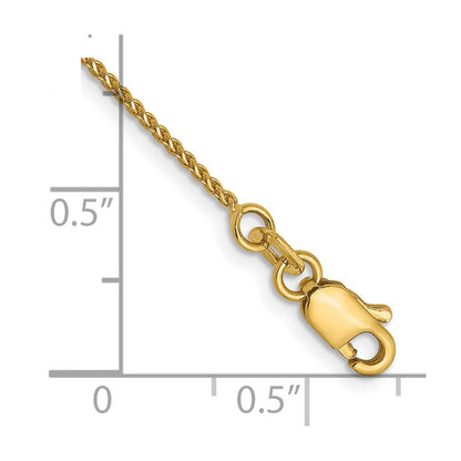 9 Zoll 14K 1mm Diamantiert Ährenkette Kette Fußkettchen