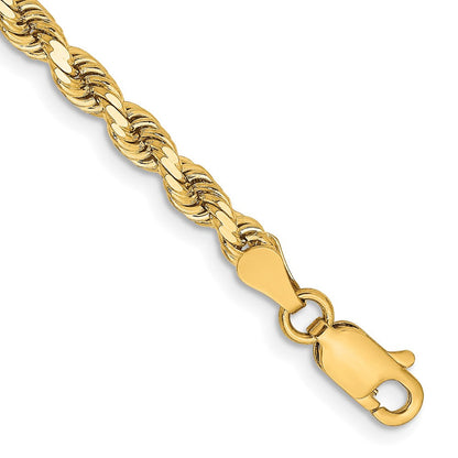 14K Gelbgold 3.25mm Diamantiert Kordel Gliederarmband