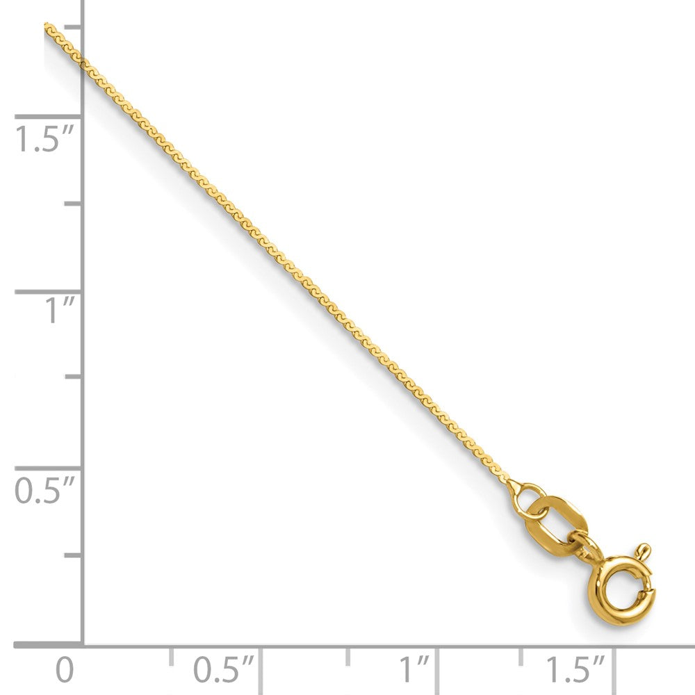 7 Zoll 14K Gelbgold 0.8mm Serpentine Gliederarmband
