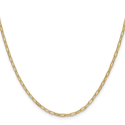 14K Gelbgold 2.2mm Halbmassiv Abgeschrägt Diamantiert Büroklammer Halskette