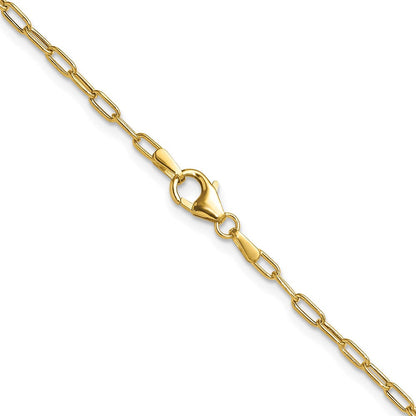14K Gelbgold 2.2mm Halbmassiv Abgeschrägt Diamantiert Büroklammer Halskette