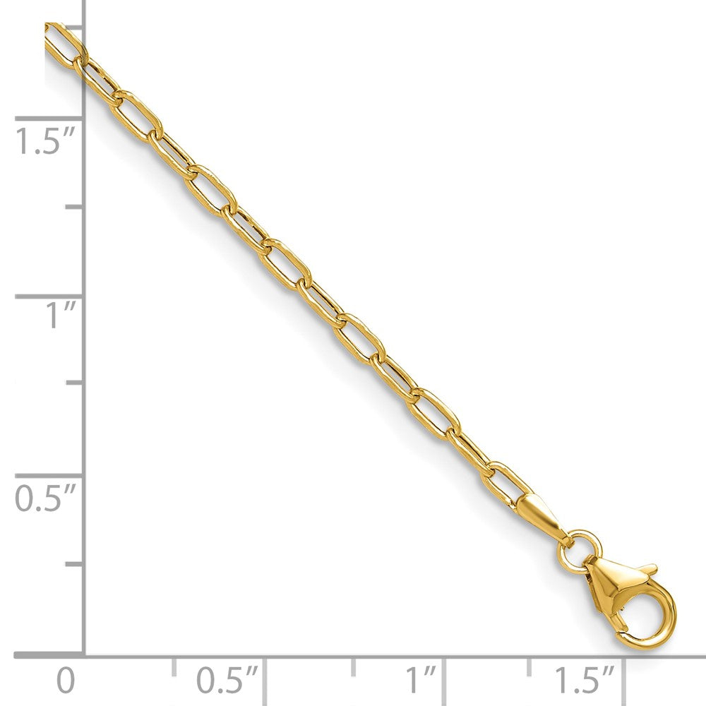 14K Gelbgold 2.2mm Halbmassiv Abgeschrägt Diamantiert Büroklammer Gliederarmband