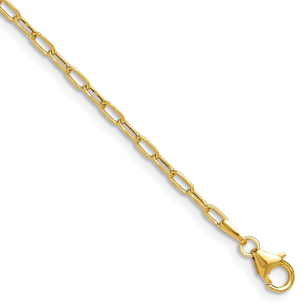 14K Gelbgold 2.2mm Halbmassiv Abgeschrägt Diamantiert Büroklammer Gliederarmband