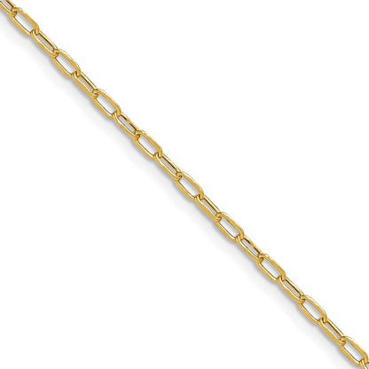 14K Gelbgold 2.2mm Halbmassiv Abgeschrägt Diamantiert Büroklammer Halskette