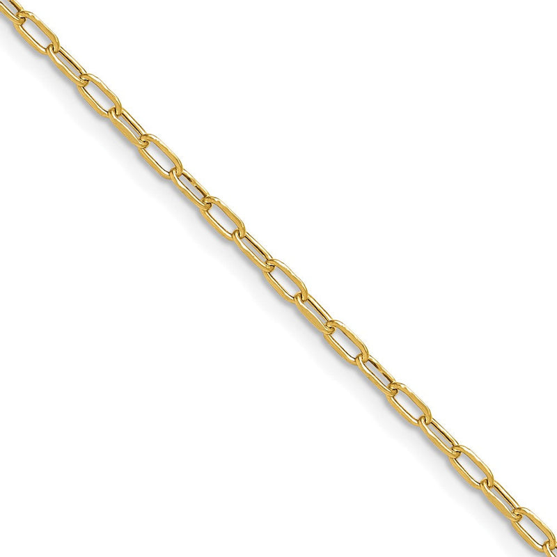14K Gelbgold 2.2mm Halbmassiv Abgeschrägt Diamantiert Büroklammer Halskette