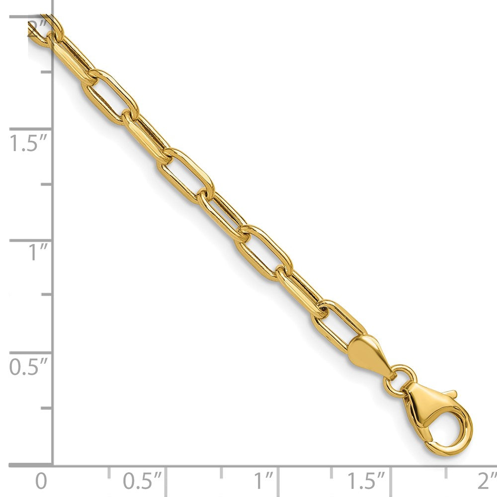 14K Gelbgold 3.7mm Halbmassiv Abgeschrägt Diamantiert Büroklammer Gliederarmband