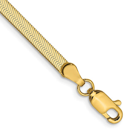14K Gelbgold 3mm Silky Fischgrät Gliederarmband