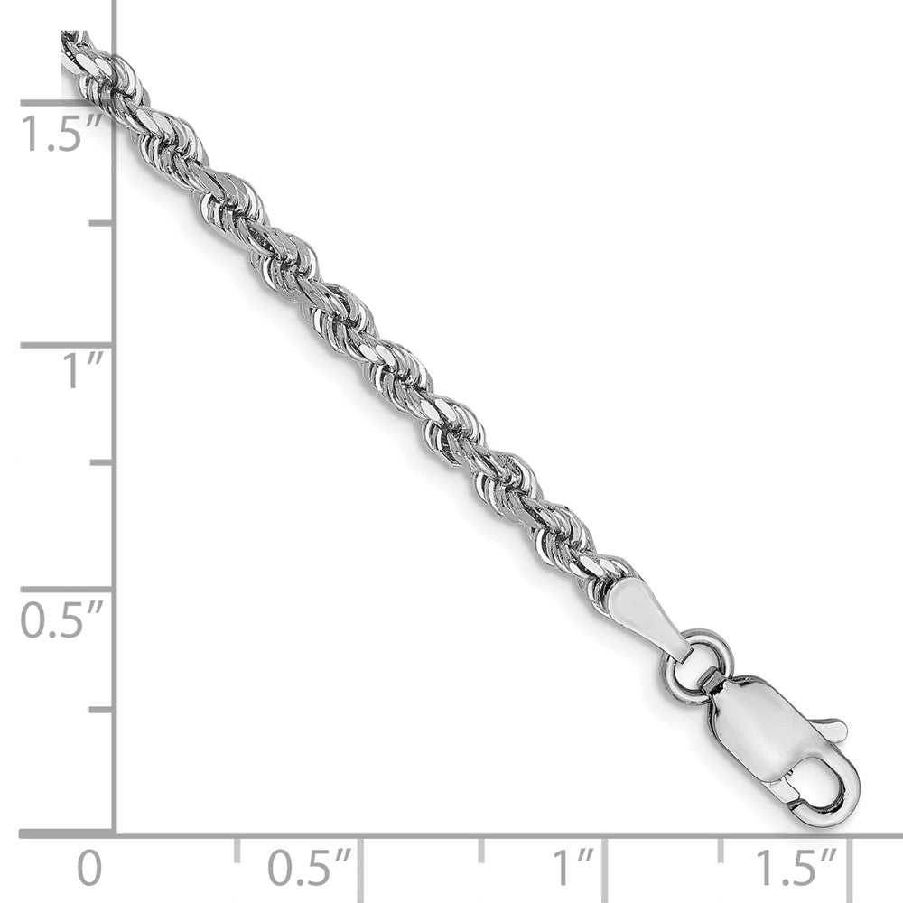 14K Weißgold 2.75mm Diamantiert Kordel Gliederarmband