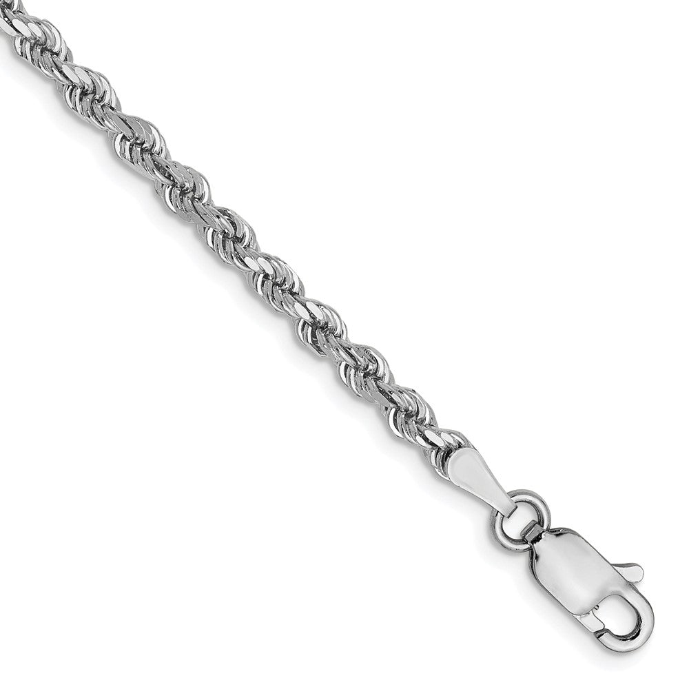 14K Weißgold 2.75mm Diamantiert Kordel Gliederarmband
